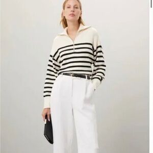 Marissa Webb Cream Zip-Up Sweater